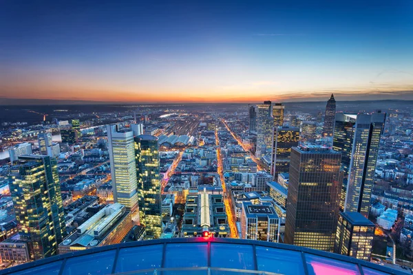 Frankfurt Main Luftbild Von Frankfurt Main Bei Schönem Sonnenuntergang — Stockfoto
