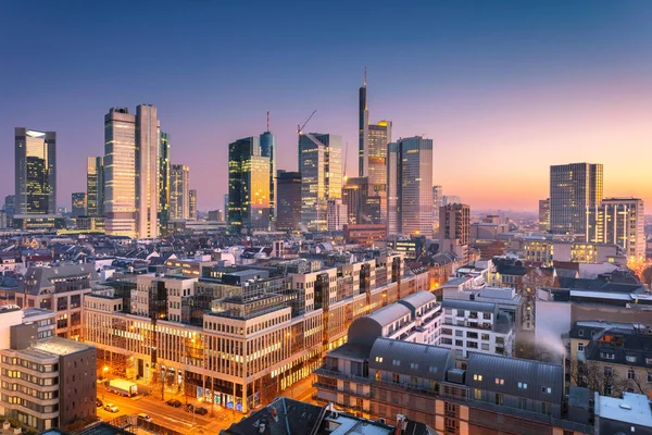 Frankfurt Main Luftbild Von Frankfurt Main Bei Schönem Sonnenaufgang — Stockfoto