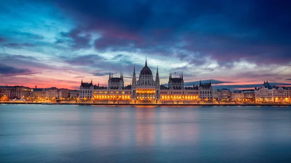 Budapest Image Panoramique Paysage Urbain Budapest Hongrie Pendant Beau Lever — Photo