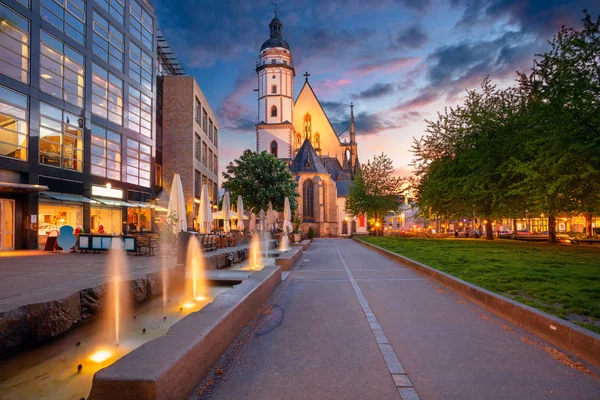Leipzig Duitsland Stadsgezicht Beeld Van Leipzig Centrum Tijdens Prachtige Zonsondergang — Stockfoto
