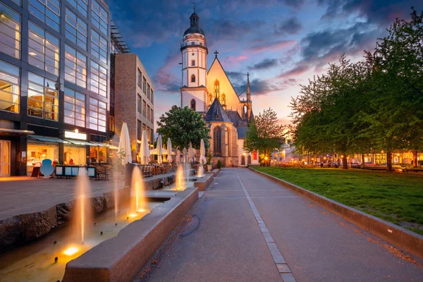 Leipzig Alemanha Imagem Cityscape Centro Leipzig Durante Pôr Sol Bonito — Fotografia de Stock