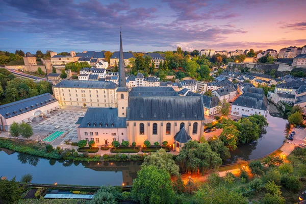 Люксембург Люксембург Воздушный Пейзаж Старого Города Люксембурга Фоне Прекрасного Заката — стоковое фото