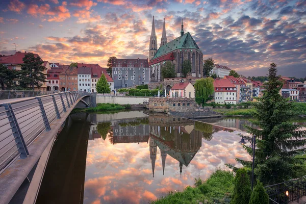 Горліц Німеччина Cityscape Image Historic Center Gorlitz Germany Dramatic Sunset — стокове фото