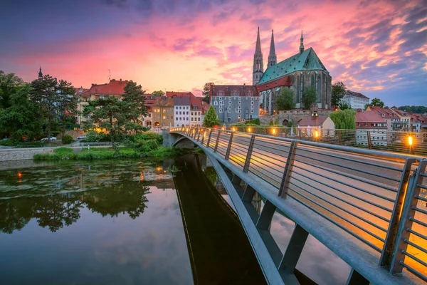 Gorlitz Germany Cityscape Image Historical Downtown Gorlitz Germany Dramatic Sunset — Stock Photo, Image