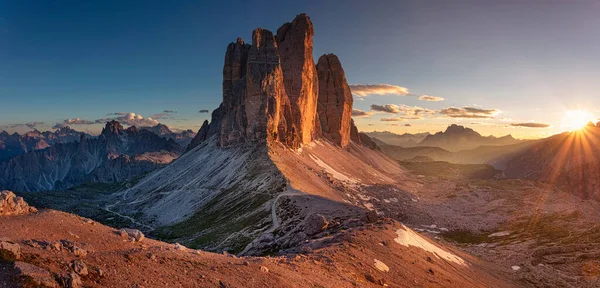 Dolomites Three Peaks Lavaredo Panoramic Image Italian Dolomites Famous Three — Stock Photo, Image