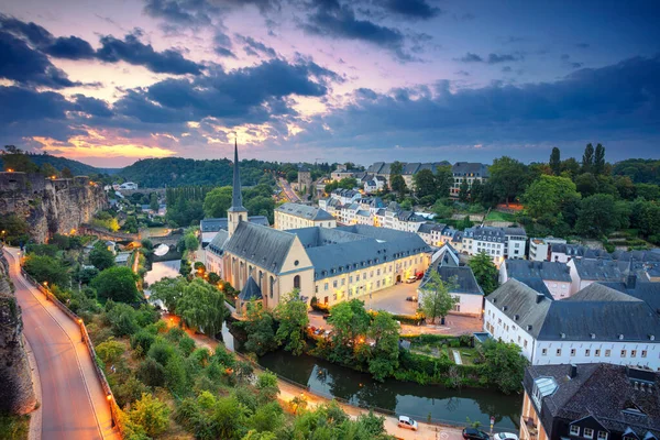 Cidade Luxemburgo Imagem Paisagem Urbana Aérea Cidade Velha Luxemburgo Durante — Fotografia de Stock