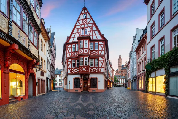 Майнц Німеччина Cityscape Image Mainz Old Town Summer Sunrise — стокове фото