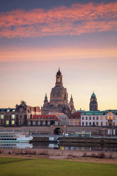 Dresde Alemania Imagen Del Paisaje Urbano Skyline Dresde Alemania Con — Foto de Stock