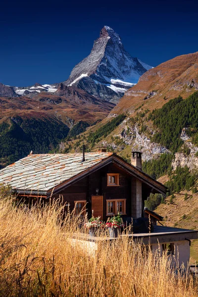 Matterhorn Schweiziska Alperna Landskapsbild Schweiziska Alperna Med Matterhorn Vacker Höst — Stockfoto