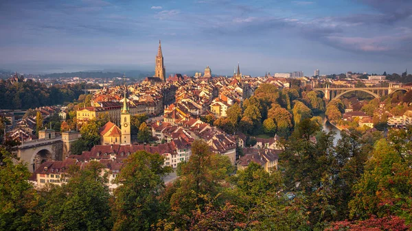 Bern Városa Városkép Kép Főváros Bern Svájc Idején Gyönyörű Őszi — Stock Fotó