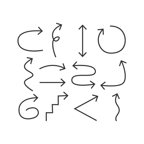 分離ベクトル抽象的な手書き矢印の背景を白に設定 — ストックベクタ