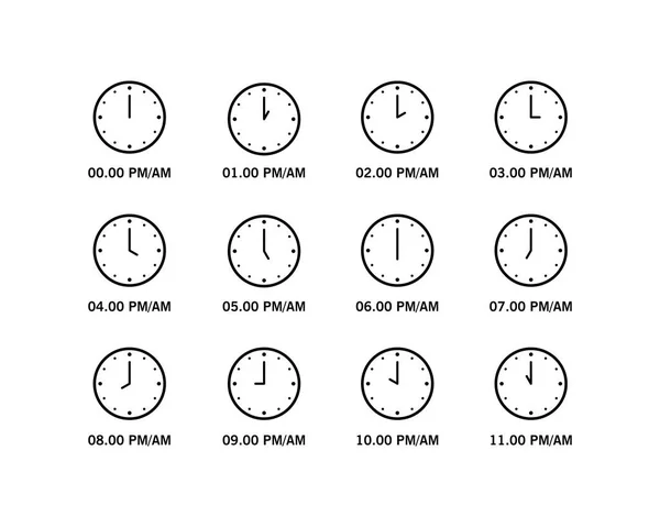 Set Clock Outline Icon Education — Stock Vector