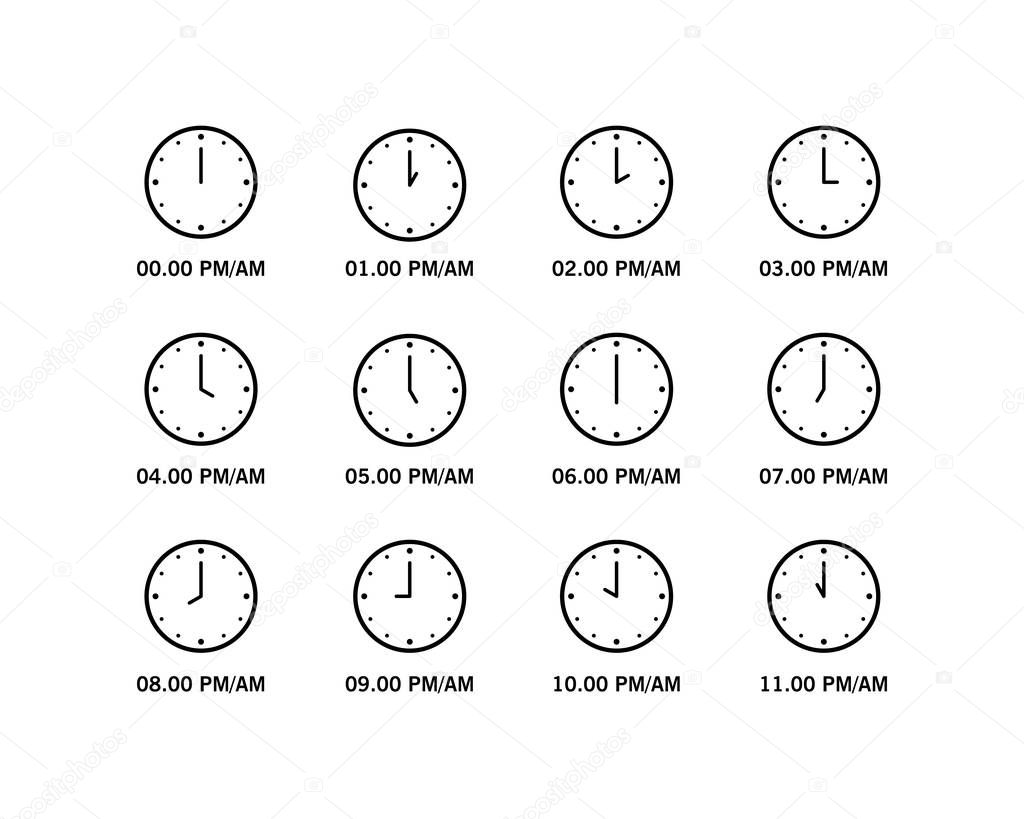 Set of clock outline icon, for education