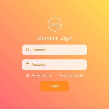 Üye giriş şablonu. Web sitesi, mobil, bilgisayar, uygulama vb. için. Modern tasarım. Vektör çizim