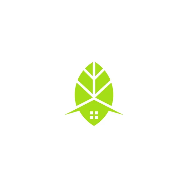 Leaf House Ikonen Logotyp — Stock vektor