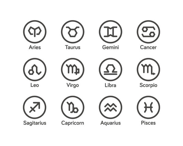 Zodiac icon set with geometric style vector illustration
