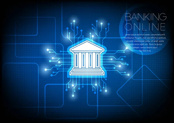 Bank Pictogram Met Circuit Achtergrond Concept — Stockvector