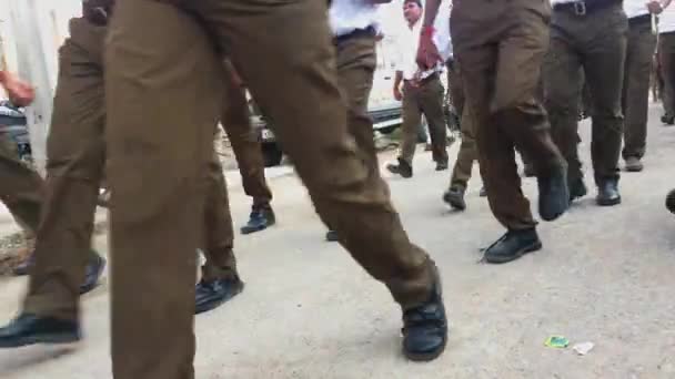 Rashtriya Swayamsevak Sangh Swayamsevak Quadro Executa Ioga Aquecimento — Vídeo de Stock