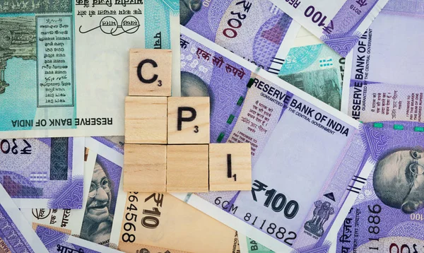 Cpi Consumptieprijsindex Woord Met Indiase Valuta — Stockfoto