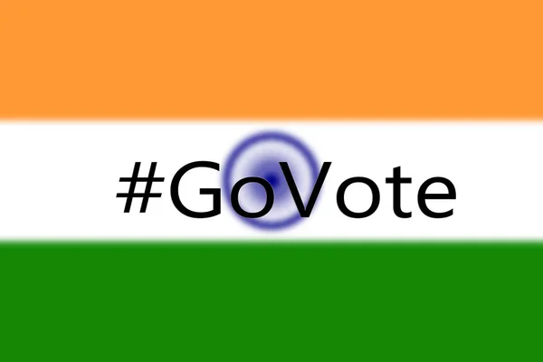 GoVote social media compain on blurred Indian flag — 图库照片