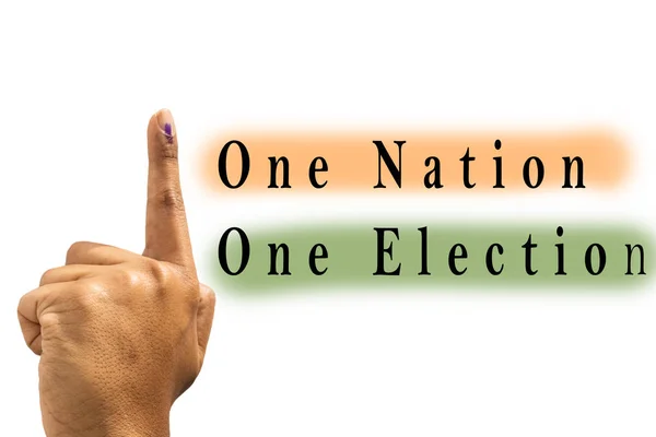 Uma Nação Uma Eleição com gesto de mão de Eleição indiana sobre fundo isolado — Fotografia de Stock