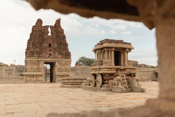 Kő szekér udvarán Vittala templom Hampi, Karnataka, India — Stock Fotó