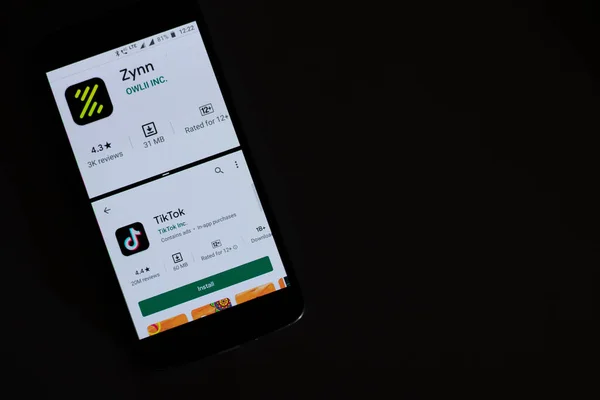 Maski India Mayo 2020 Zynn Tiktok Aplicaciones Redes Sociales Play — Foto de Stock