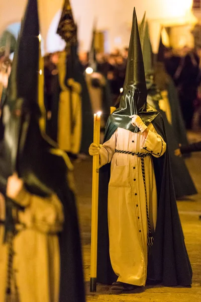 Marchena, SEVILLE, SPAIN - March 29, 2018: Procession of Holy Week('Semana Santa') in Marchena, SEVILLE. Holy Thursday afternoon. Procession of the Brotherhood of the 'Vera-Cruz'
