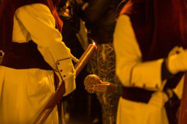 Marchena, SEVILLE, SPAIN - April 17, 2019: Procession of Holy Week in Marchena, Seville. Holy Wednesday. Procession of the Brotherhood of Our Father and Lord of Humility and Patience 'La Humildad'