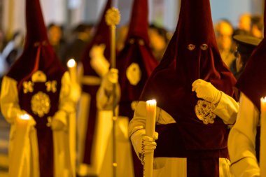 Marchena, SEVILLE, SPAIN - April 17, 2019: Procession of Holy Week in Marchena, Seville. Holy Wednesday. Procession of the Brotherhood of Our Father and Lord of Humility and Patience 'La Humildad'