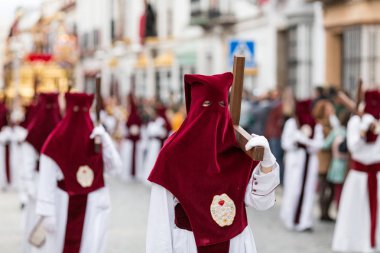 Marchena, SEVILLE, SPAIN - April 17, 2019: Procession of Holy Week in Marchena, Seville. Holy Wednesday. Procession of the Brotherhood of Our Father and Lord of Humility and Patience 'La Humildad'
