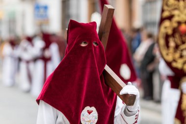 Marchena, SEVILLE, SPAIN - April 17, 2019: Procession of Holy Week in Marchena, Seville. Holy Wednesday. Procession of the Brotherhood of Our Father and Lord of Humility and Patience 'La Humildad'