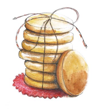 Beyaz arka plan üzerinde izole dize ile ilişkili tanımlama bilgilerini. El suluboya tarafından çizilmiş