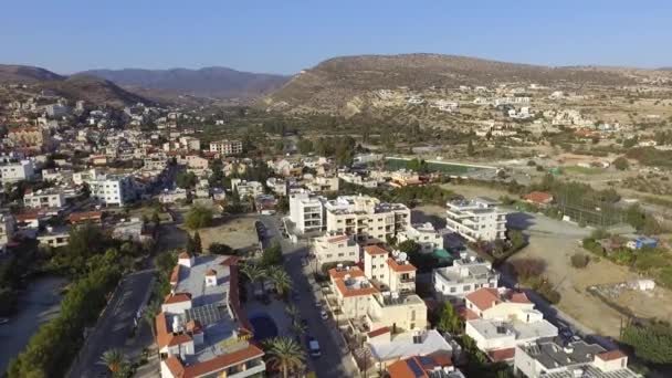 Luchtfoto Huizen Bergen Cyprus — Stockvideo