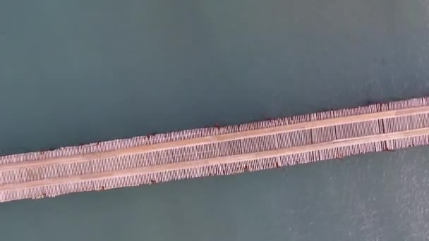 Aerial View Sea Sunset Bridge Sea — Stock Video