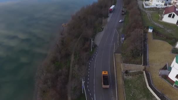 Aerial View Car Going Road — Stock Video