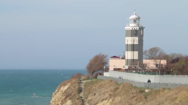 Farol Velho Estação Torre Mar Torre Vigia Estação Marítima Velha — Vídeo de Stock