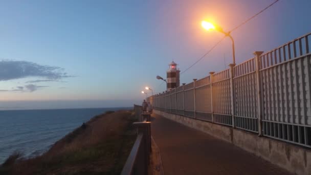 Pedestres Cidade Noite Verão Rua Outro Lado Pedestres Caminhando Cruzando — Vídeo de Stock