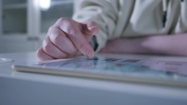 Hand Touching Tablet Computer Surface Touchscreen — Stock Video