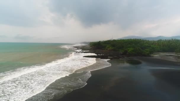 Top Vista Aerea Della Spiaggia Sabbia Nera Islanda Vista Aerea — Video Stock