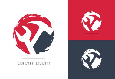 Otomobil, araba tamir servisi logo tasarımı, anahtarı dişli simgesini, mekanik araçlar vektör çizim, tesisatçı sembolü, garaj ve dükkanı logo auto.