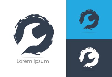 Otomobil, araba tamir servisi logo tasarımı, anahtarı dişli simgesini, mekanik araçlar vektör çizim, tesisatçı sembolü, garaj ve dükkanı logo auto.