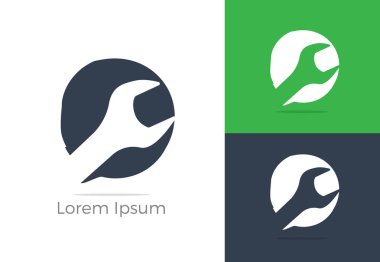 Otomobil, araba tamir servisi logo tasarımı, anahtarı dişli simgesini, mekanik araçlar vektör çizim, tesisatçı sembolü, garaj ve dükkanı logo auto.