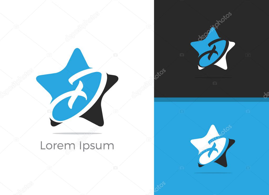 Winner D letter logo design, letter D in star vector icon.