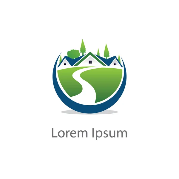 Koncepcja Domu Ekologicznego Zielony Dom Wektor Ikona Nieruchomości Projektowanie Logo — Wektor stockowy