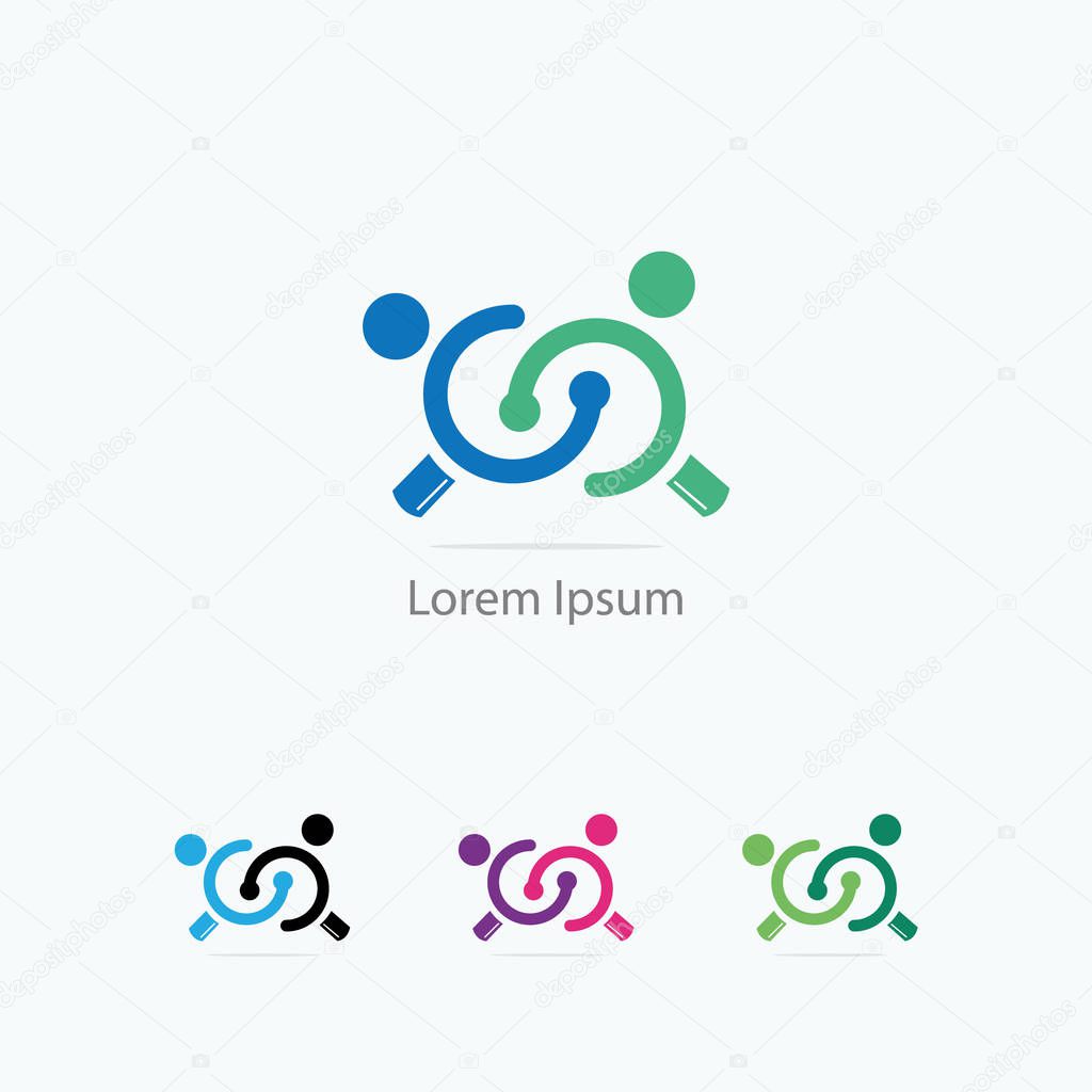 Job search icon with magnifying glass, Choose people for hire symbol. Job or employee logo, Recruitment agency vector illustration.