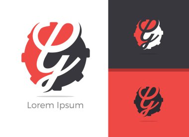 Mekanik araç G harfi logo tasarım, mektup g dişli vektör simgesi.