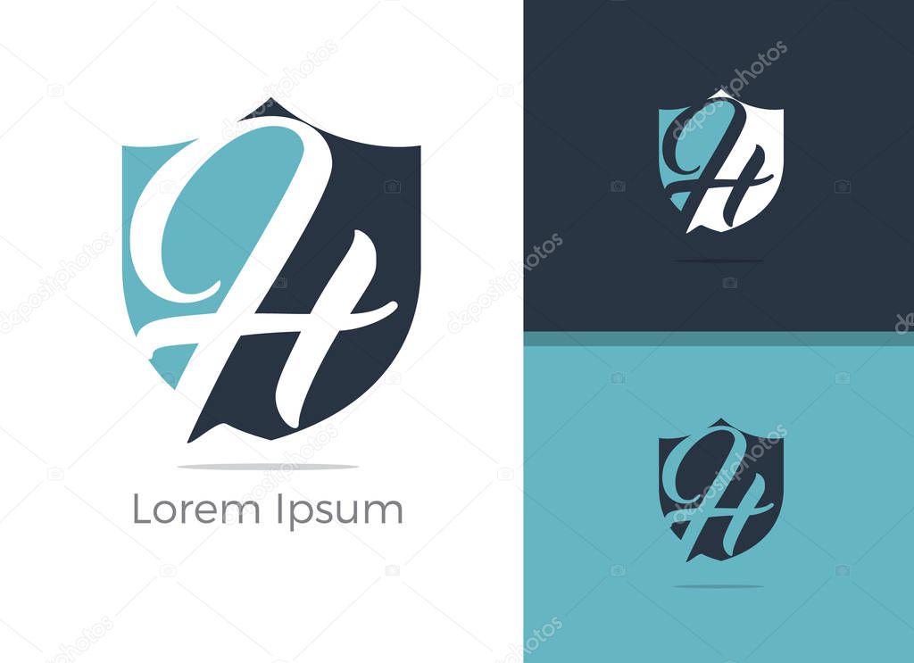 Safety and Security letter H logo design, H letter in shield vector icon.
