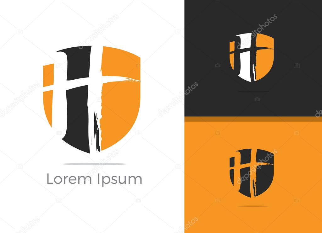 Safety and Security letter H logo design, H letter in shield vector icon.