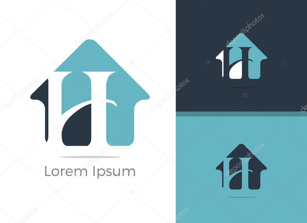 Real Estate H letter logo design, letter h in home vector icon.